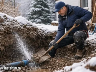 instalator in Timișoara reparaă o conductă spartă de la îngheț