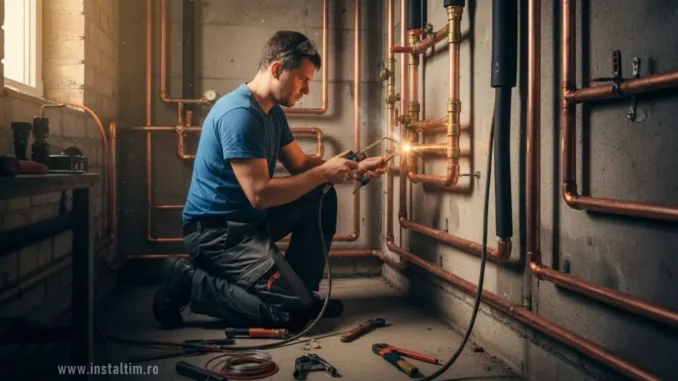 instalator in Timisoara cu tevi din cupru la o instalatie de incazire