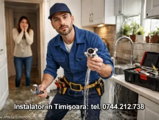 instalator intr-o bucatarie inundata